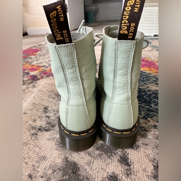Dr Doc Marten Sage Green Pascal 1460 Virginia Leather Lace Up Combat Boots Sz 7 - Picture 5 of 7